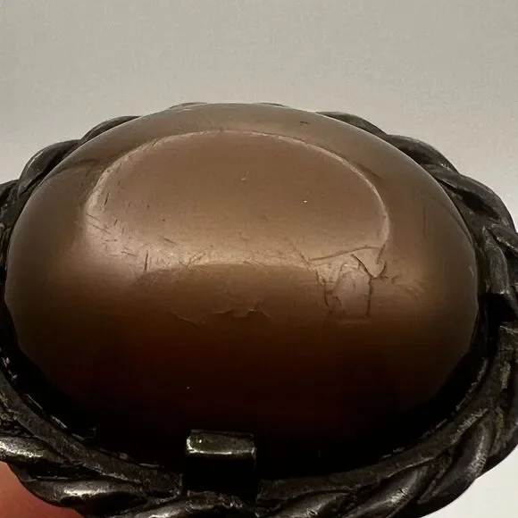 Vintage Ed Harris Sterling Silver Tigers Eye Agate Modernist Handmade Cufflinks - Picture 4 of 9